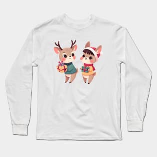 Christmas Deer Couple Long Sleeve T-Shirt